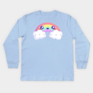 Super Cute Pastel Rainbow - Kawaii Rainbow - Cute Rainbow Kids Long Sleeve T-Shirt